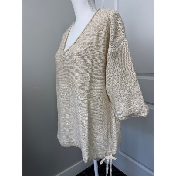 Womens XL Top NWT DKNY Jeans Sequin V-Neck Sweater Soft Light Comfortable - Picture 5 of 12